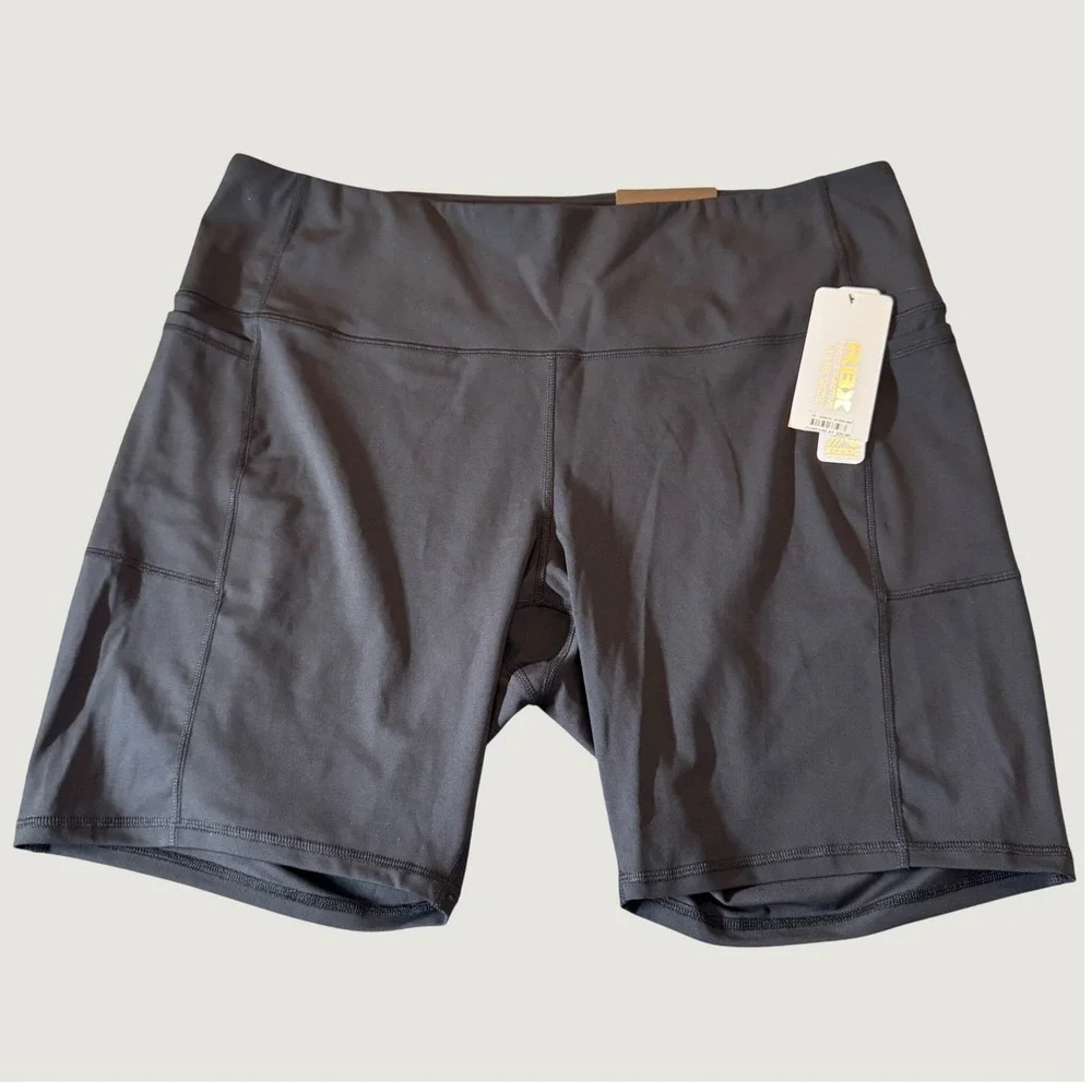 RBX Womens Compression Bike Shorts 3X Black Side Pockets Athleisure Utility